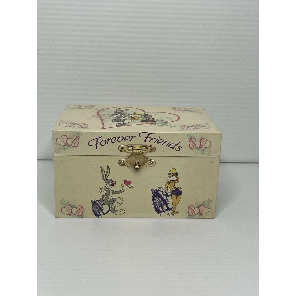 VTG 1997 Looney Tunes Forever Friends Bugs & Lola Bunny Musical Jewelry Box